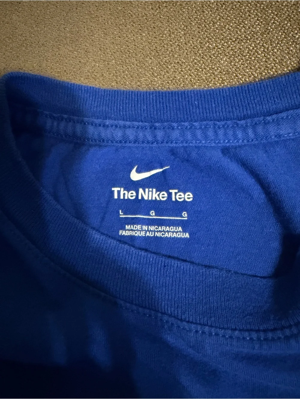 Nike Royal Blue Crewneck Tee with White Swoosh Print